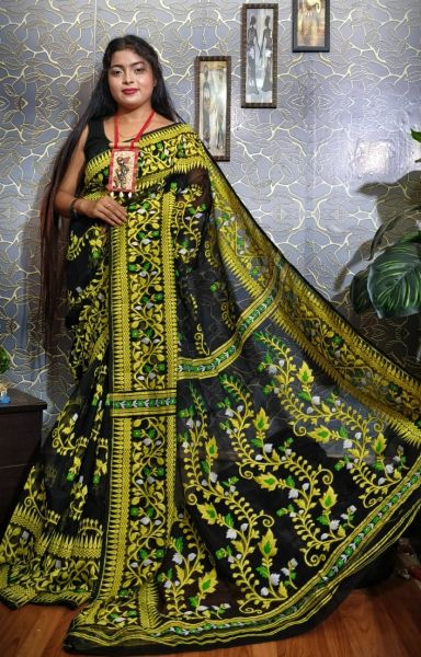 Black Party Wear Cotton Saree From Bengal