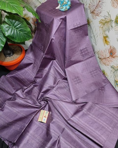 Purple Pure Handloom Kota Viscose Silk Saree Weaving Design From Bhagalpur