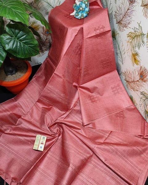 Pink Pure Handloom Kota Viscose Silk Saree Weaving Design From Bhagalpur