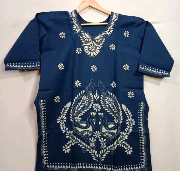 Blue Pure Handloom Cotton Tops From Bengal
