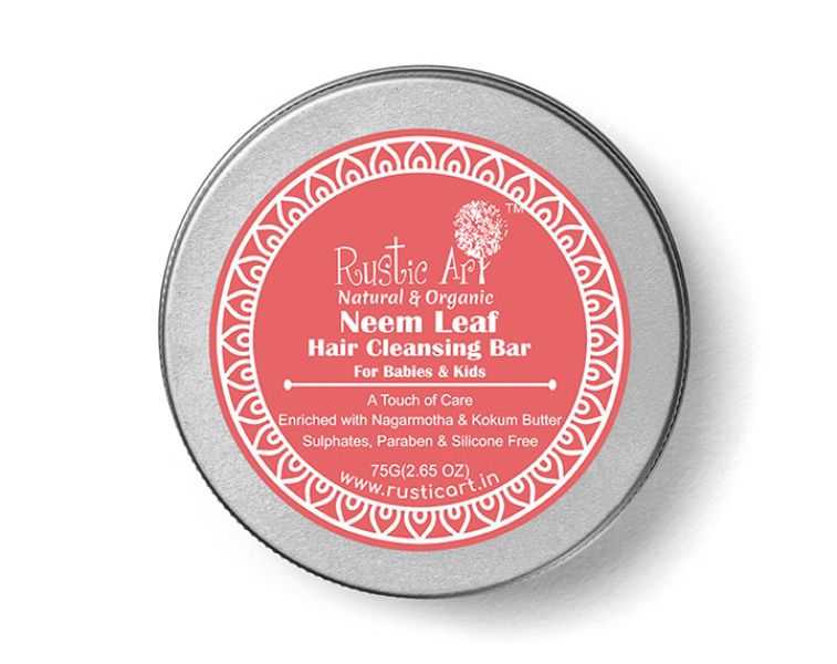 Rustic Art Neem Leaf Hair Cleansing Bar For Babies & Kids (Shampoo Bar)