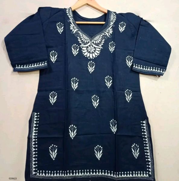 Blue Pure Handloom Cotton Tops From Bengal