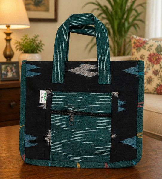 Green Pure Handloom Cotton Shopping Bags with Double Handles | Cloth