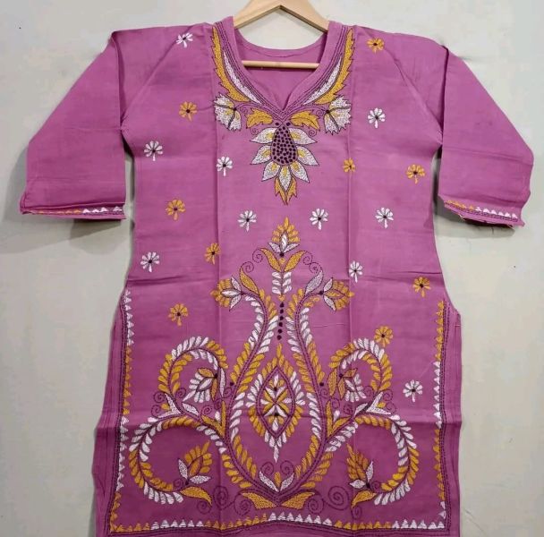 Pink Pure Handloom Cotton Tops From Bengal