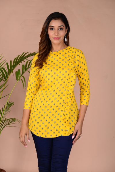 Yellow Printed Cotton Top