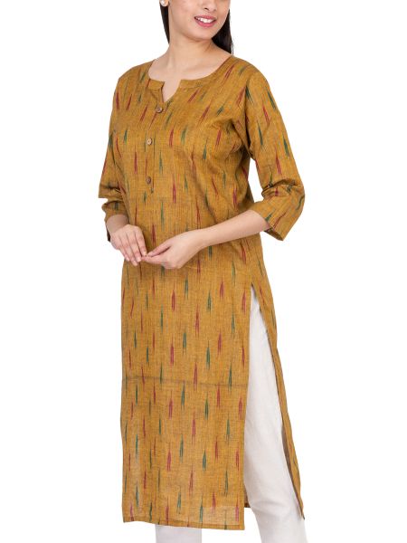 GMH Women's Cotton Ikkat Kurti for Knee Length, Traditional Festive & Casual Kurta for Women