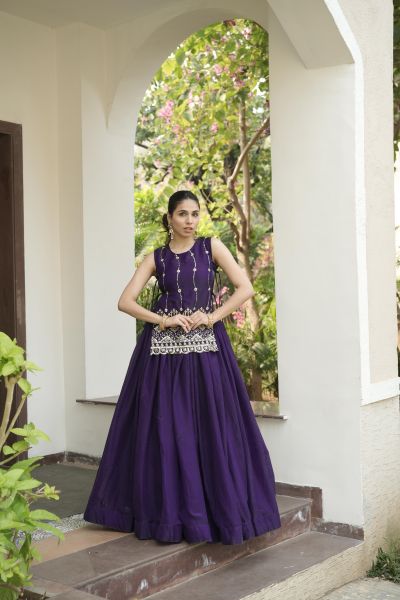 Embroidery & Sequence Work Fully Stitched Lehenga