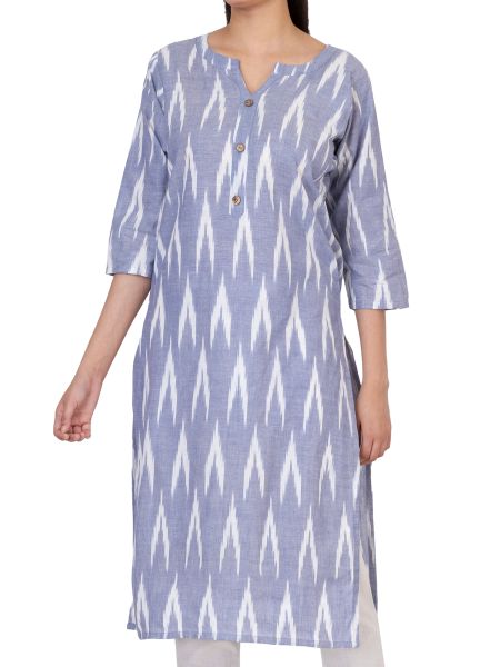 GMH Women's Cotton Ikkat Kurti for Knee Length, Traditional Festive & Casual Kurta for Women