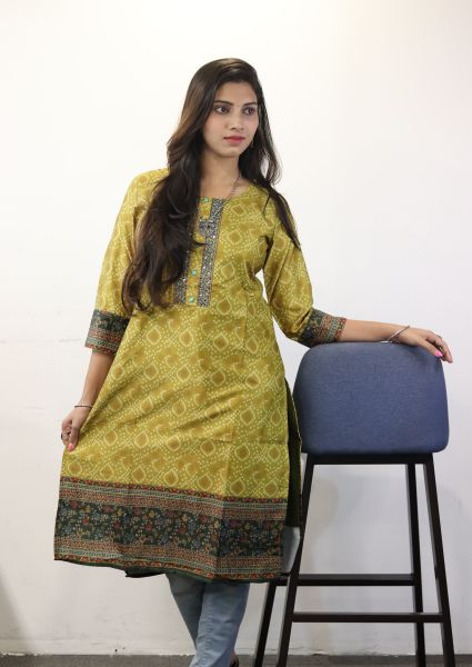 Lemon Ginger Pure Cotton Kurti
