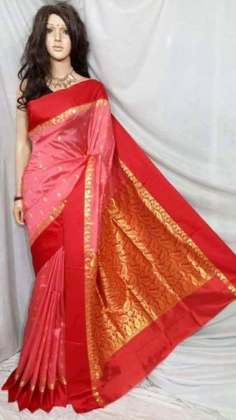 Tomato Red & Garad Silk Saree