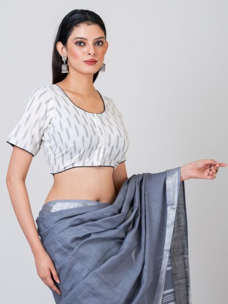 GMH Women's Designer Cotton Ikkat Half Sleeve Stitched, Ready to wear Blouse for Women