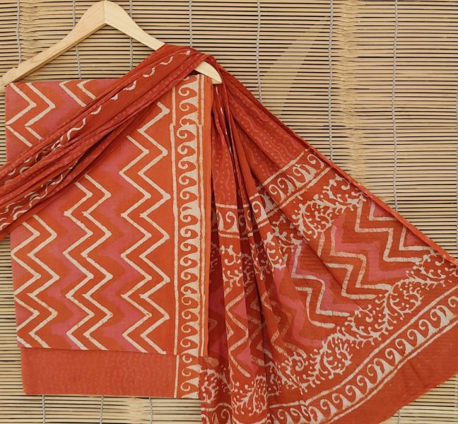 Maroon White Hand Block Printed Cotton Suit And Pant And Dupatta
