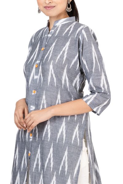 GMH Women's Cotton Ikkat Kurti for Knee Length, Traditional Festive & Casual Kurta for Women