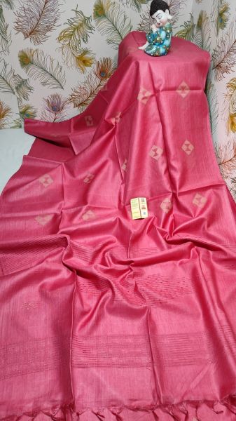 Pink Pure Handloom Kota Viscose Silk Weaving Design Saree From Bengal