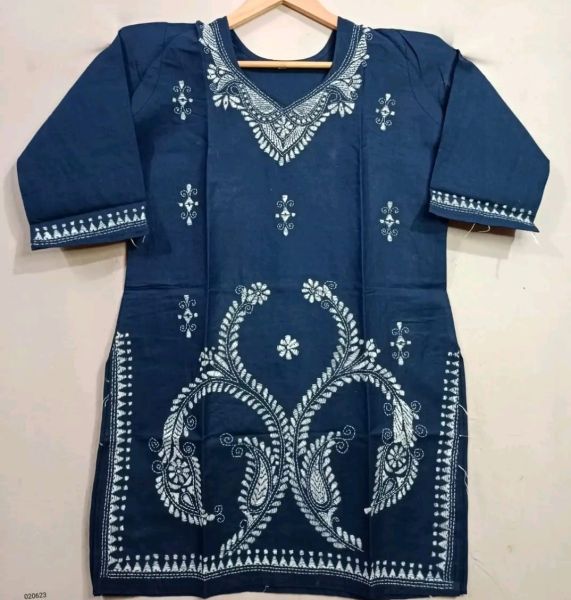 Blue Pure Handloom Cotton Tops From Bengal