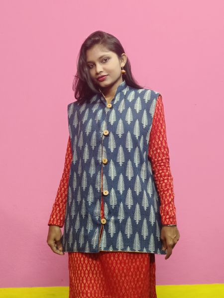 Blue Grey Pure Handlloom Kurti From Bengal