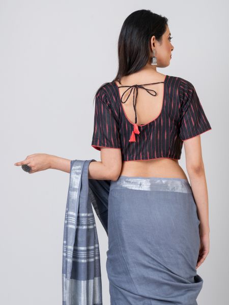 GMH Women's Designer Cotton Ikkat Half Sleeve Stitched, Ready to wear Blouse for Women