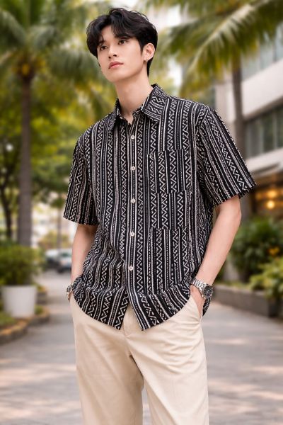 Black Santiniketan Pure Cotton Men Kurta