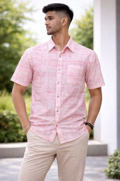 Pink Santiniketan Pure Cotton Men Kurta