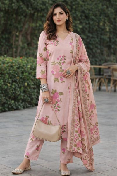 Elegant & Stylish Pure Cotton Kurti Pant With Dupatta