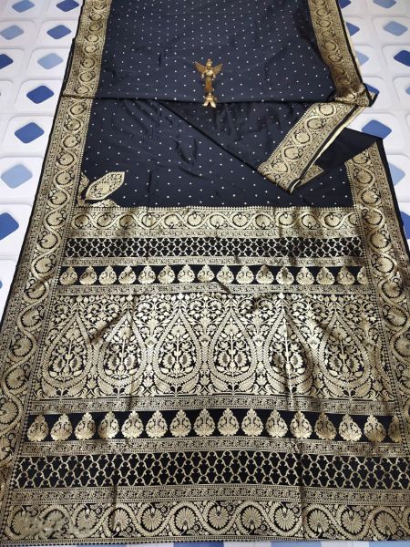 Black Butta Silk Saree From Bengal