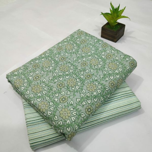 Sea Green Hand Block Printed Cotton Kurti And Pant