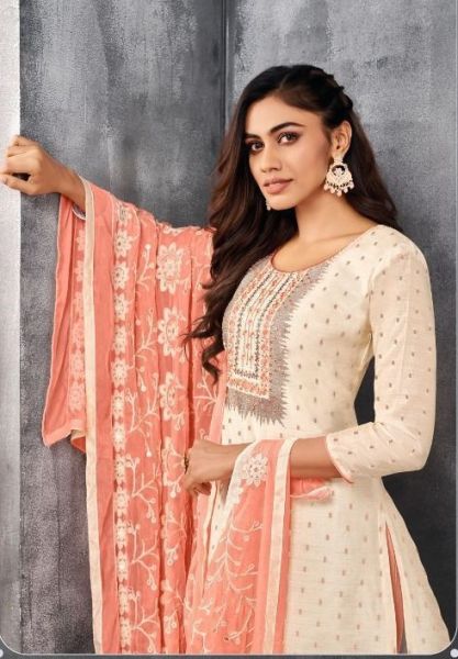 Pink Cotton Kurtie Embroidery Work