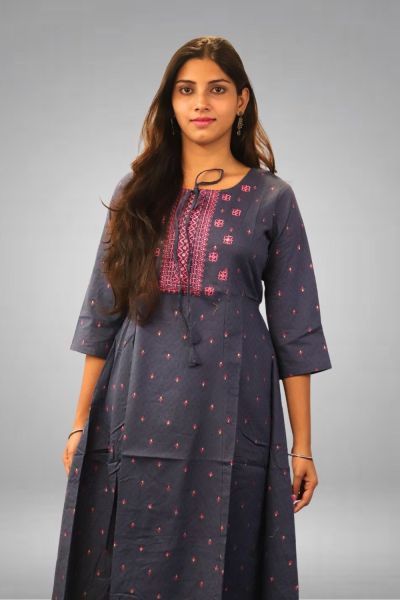 Gray Pure Cotton Kurti