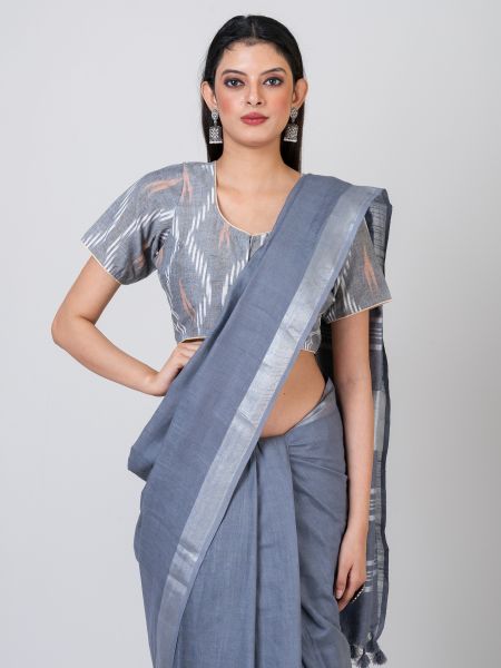 GMH Women's Designer Cotton Ikkat Half Sleeve Stitched, Ready to wear Blouse for Women