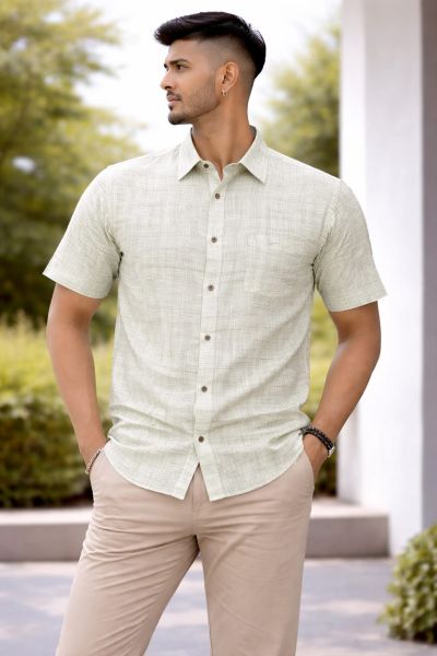 Off White Santiniketan Pure Cotton Men Kurta