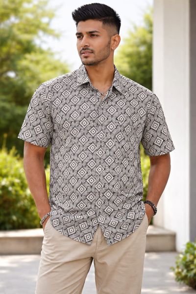 Gray Santiniketan Pure Cotton Men Kurta