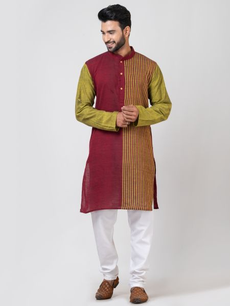 Men Cotton Striped Long Kurta From Bengal