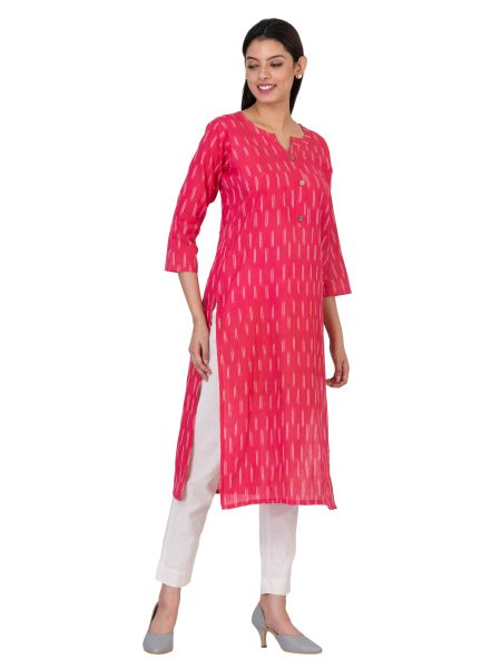 GMH Women's Cotton Ikkat Kurti for Knee Length, Traditional Festive & Casual Kurta for Women