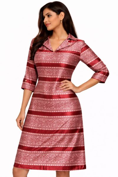 Pure Modal Silk Maroon Kurti for Women – Bengal Handloom Long Kurta