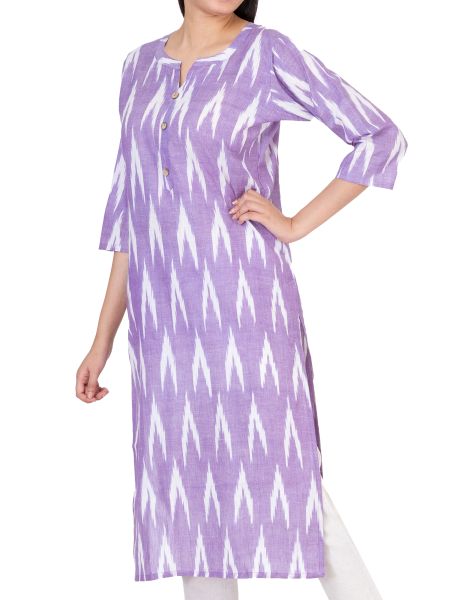GMH Women's Cotton Ikkat Kurti for Knee Length, Traditional Festive & Casual Kurta for Women