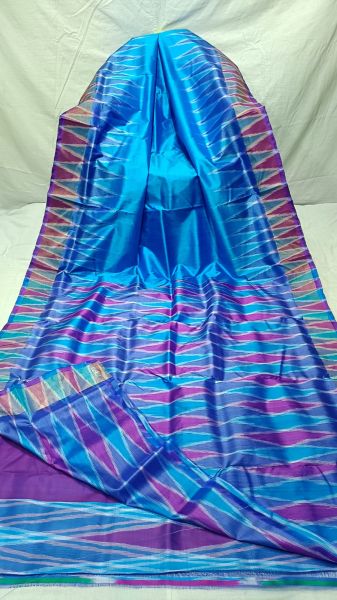 Aqua Blue Temple Pure Handloom Pure Katan Silk Saree
