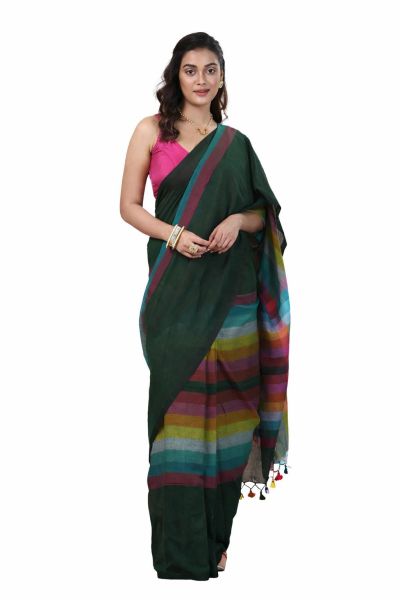 Black Colour Pure Handloom Mulmul Cotton Saree From Bengal