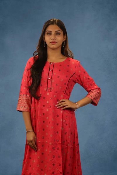 Brick Red Pure Cotton Kurti