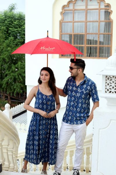 Navy Blue Traditional Bagru Hand Block Printed Cotton One Piece Combo
