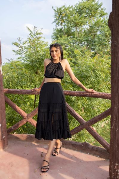 BLACK SKIRT TOP CO-ORD SET