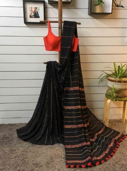 Black Cotton Saree From Bengal