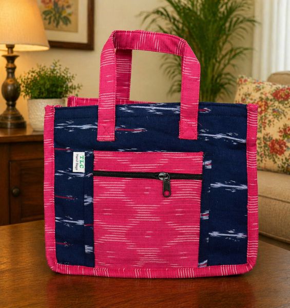 Pink Shopping Bags with Double Handles | Cloth Grocery Tote Bag | Eco-Friendly, Washable & Foldable