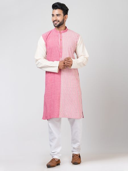 Men Cotton Striped Long Kurta From Bengal