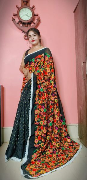 Black Minakari Pure Handloom Silk Cotton Saree