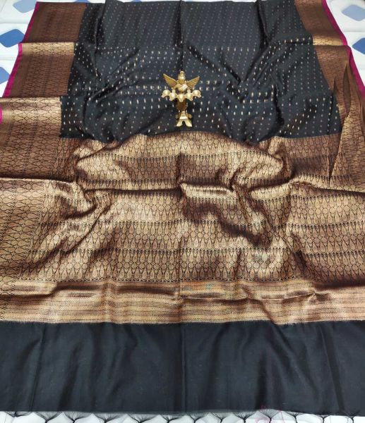 Black Manipuri Silk Zari Saree From Bengal
