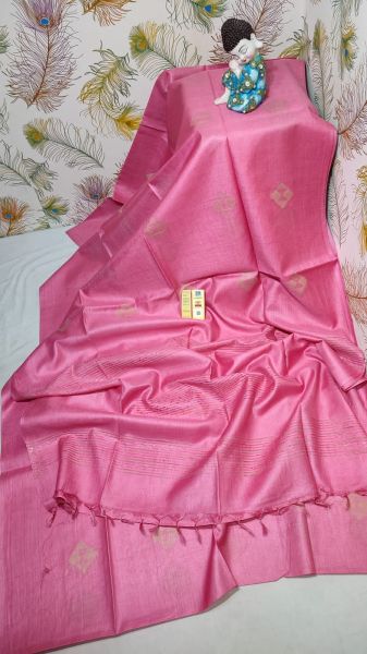 Pink Pure Handloom Kota Viscose Silk Weaving Design Saree From Bengal