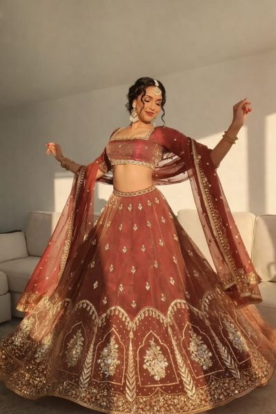 Embroidery & Sequence Work Fully Stitched Lehenga