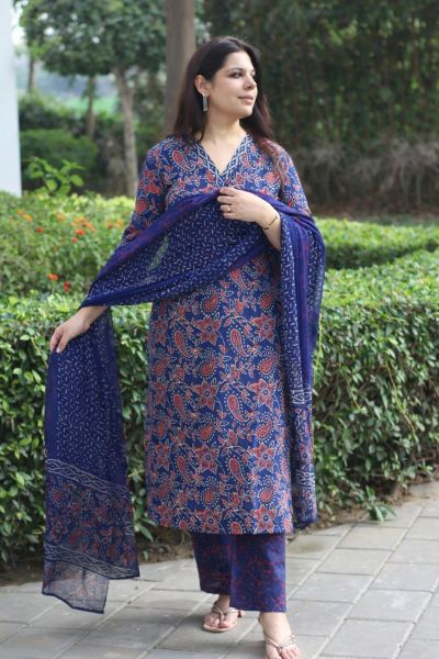 Pure Cotton Kurti Pant With Dupatta