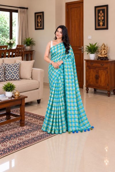 Multicolour Pure Handloom Mulmul Cotton Saree From Bengal
