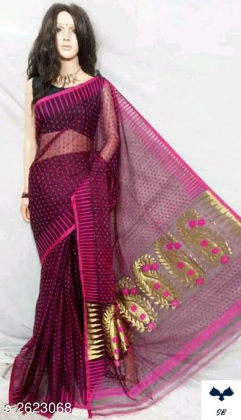 Maroon Handloom Dhakai Silk Cotton Saree